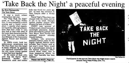 TBTN History - Take Back the Night, End Sexual & Domestic Violence